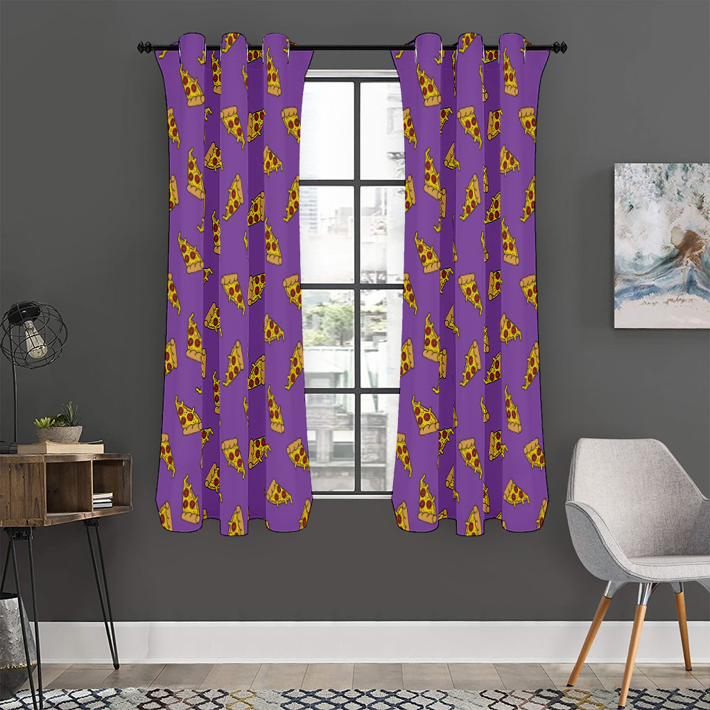 Purple Pizza Pattern Print Curtain