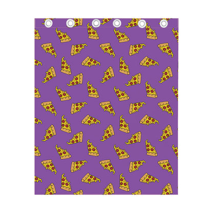 Purple Pizza Pattern Print Curtain