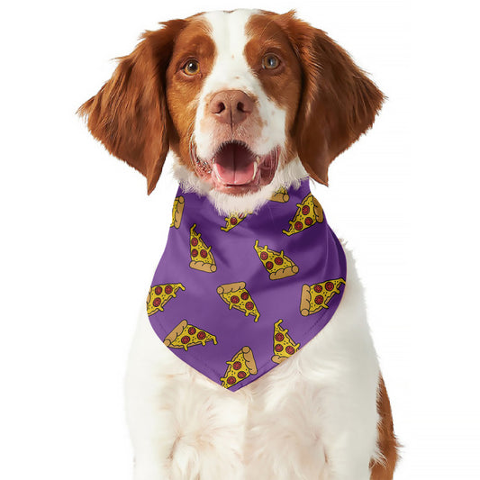 Purple Pizza Pattern Print Dog Bandana