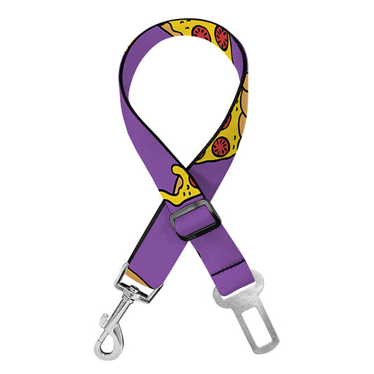 Purple Pizza Pattern Print Dog Seat Belt