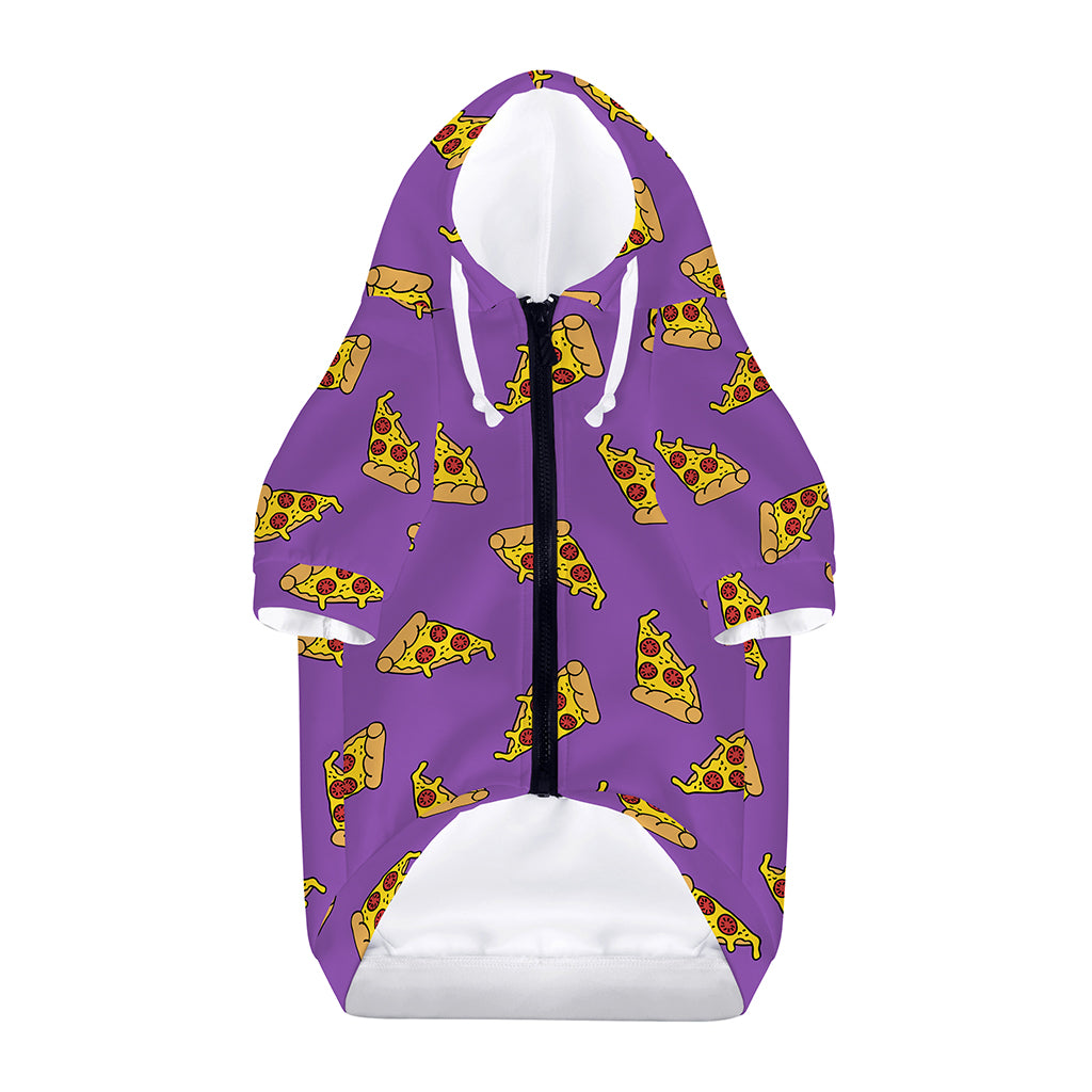 Purple Pizza Pattern Print Dog Zip Up Hoodie