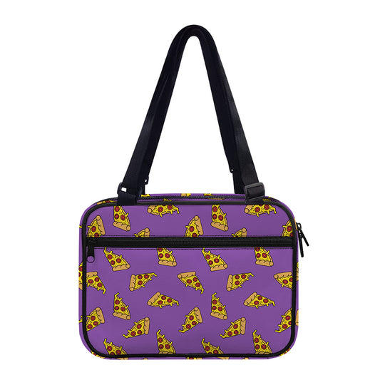 Purple Pizza Pattern Print Double Strap Bible Bag