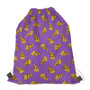 Purple Pizza Pattern Print Drawstring Bag