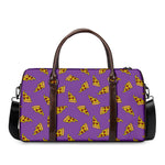 Purple Pizza Pattern Print Duffle Bag