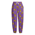 Purple Pizza Pattern Print Fleece Lined Knit Pants