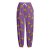 Purple Pizza Pattern Print Fleece Lined Knit Pants