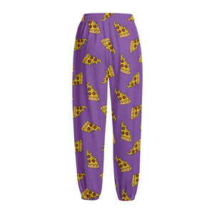 Purple Pizza Pattern Print Fleece Lined Knit Pants