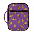 Purple Pizza Pattern Print Front Pocket Bible Bag