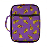 Purple Pizza Pattern Print Front Pocket Bible Bag