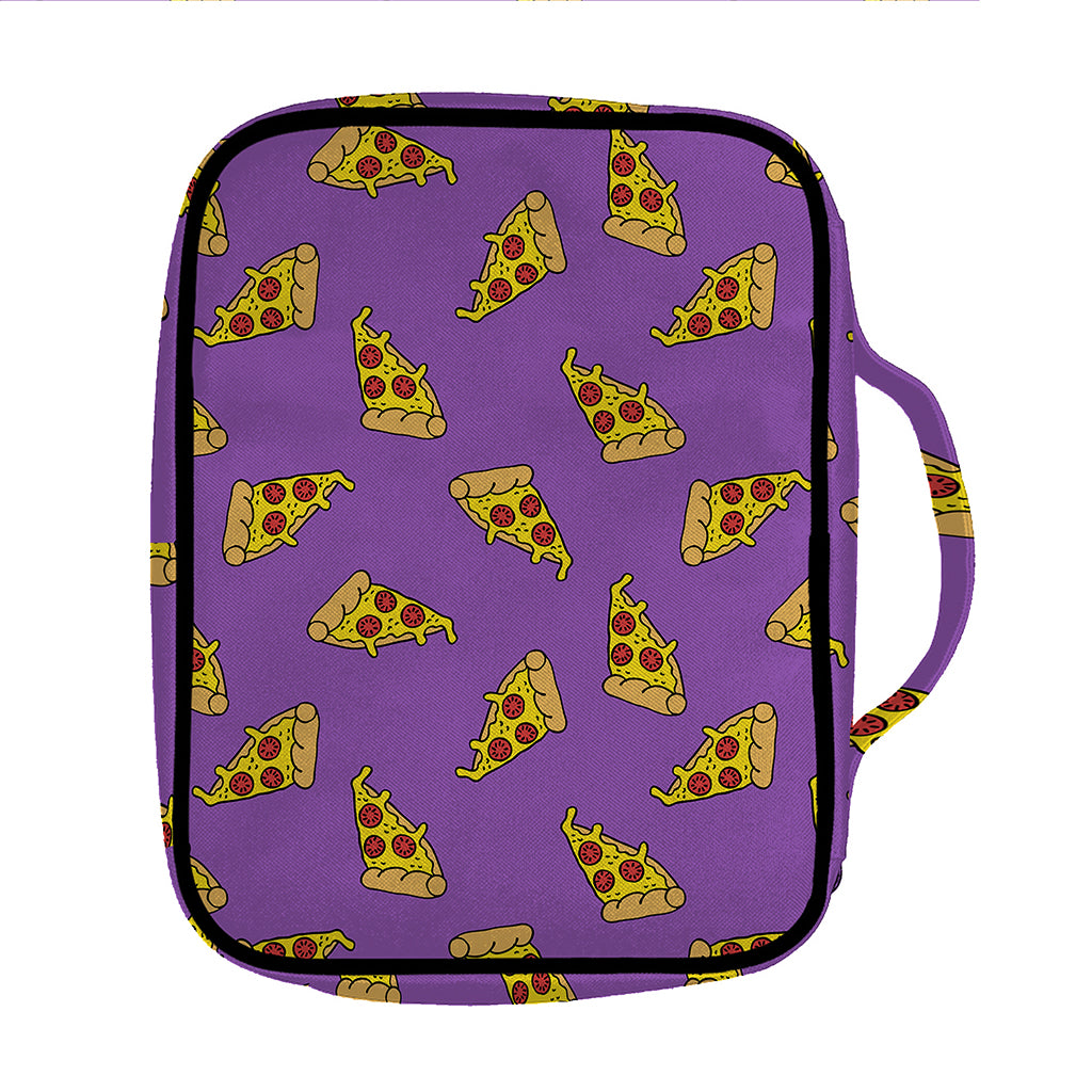 Purple Pizza Pattern Print Front Pocket Bible Bag