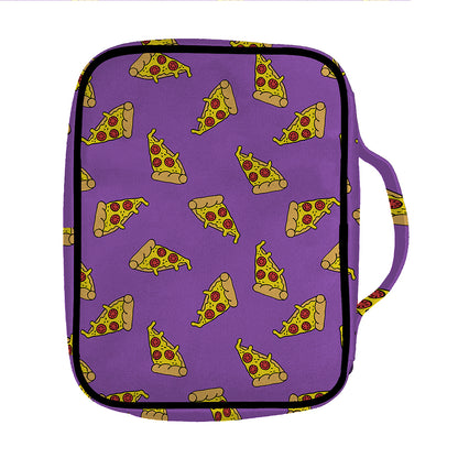 Purple Pizza Pattern Print Front Pocket Bible Bag