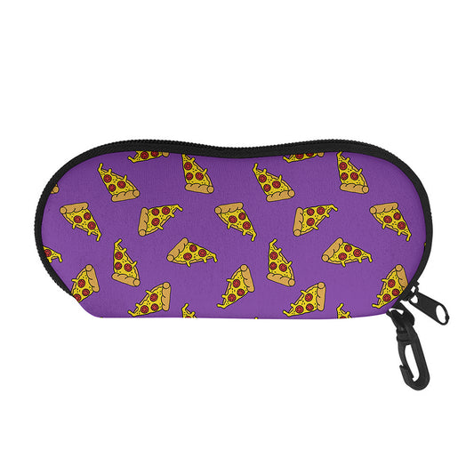 Purple Pizza Pattern Print Glasses Case