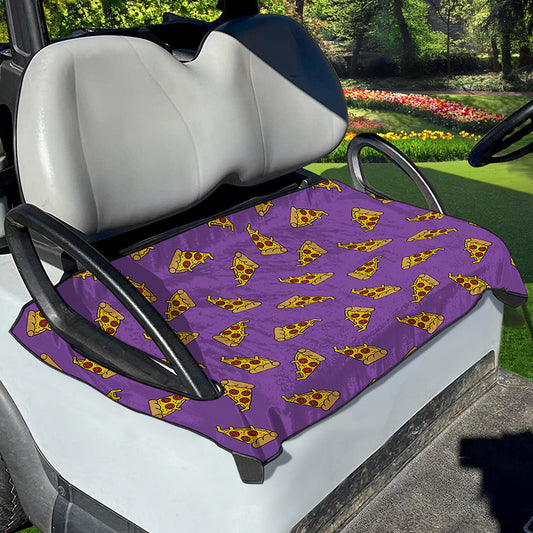 Purple Pizza Pattern Print Golf Cart Seat Cover