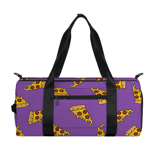 Purple Pizza Pattern Print Gym Bag