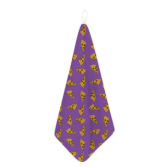 Purple Pizza Pattern Print Hand Towel