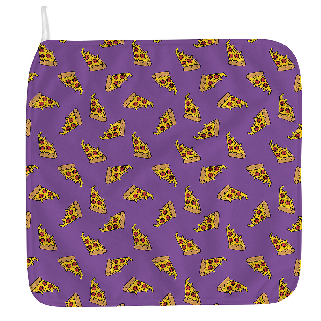 Purple Pizza Pattern Print Hand Towel