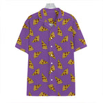 Purple Pizza Pattern Print Hawaiian Shirt