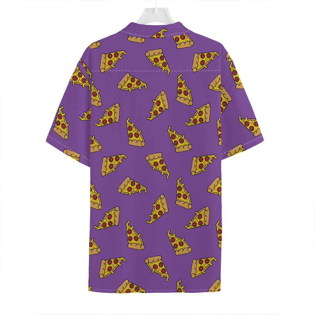 Purple Pizza Pattern Print Hawaiian Shirt