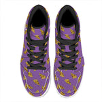 Purple Pizza Pattern Print High Top Leather Sneakers