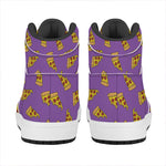 Purple Pizza Pattern Print High Top Leather Sneakers