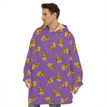 Purple Pizza Pattern Print Hoodie Blanket