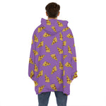 Purple Pizza Pattern Print Hoodie Blanket