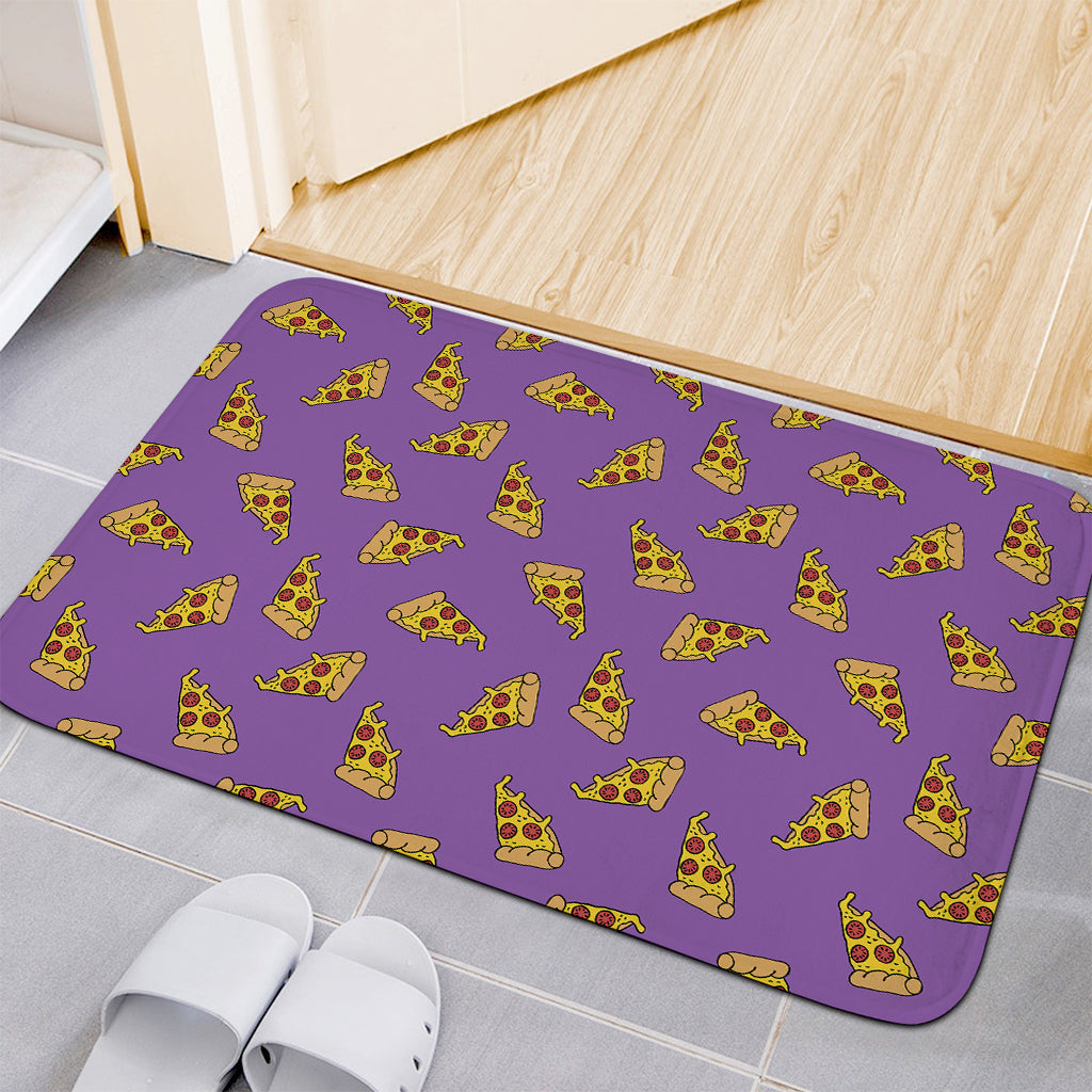 Purple Pizza Pattern Print Indoor Door Mat