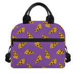 Purple Pizza Pattern Print Insulated Lunch Bag