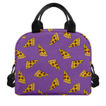 Purple Pizza Pattern Print Insulated Lunch Bag