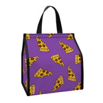 Purple Pizza Pattern Print Insulated Lunch Tote