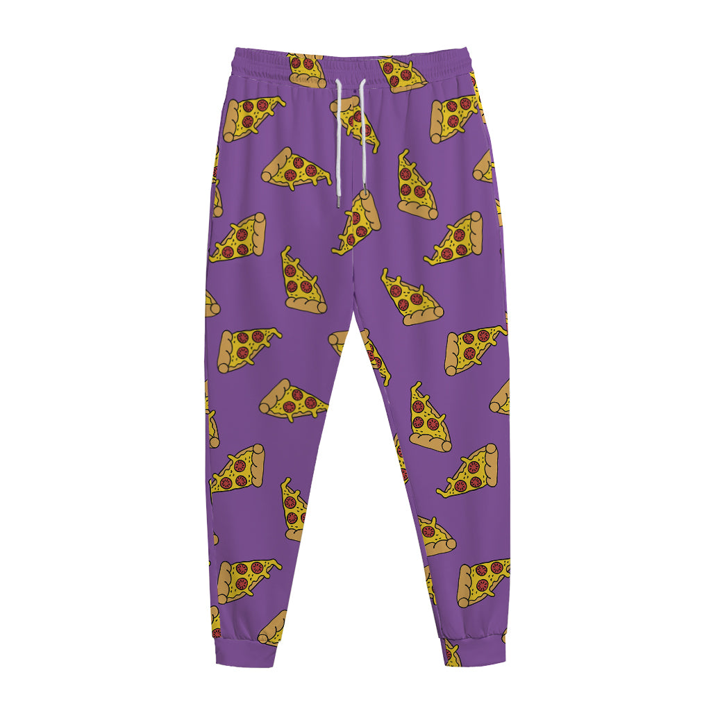 Purple Pizza Pattern Print Jogger Pants