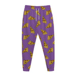 Purple Pizza Pattern Print Jogger Pants