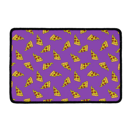 Purple Pizza Pattern Print Kitchen Mat