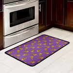 Purple Pizza Pattern Print Kitchen Mat