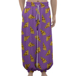 Purple Pizza Pattern Print Lantern Pants