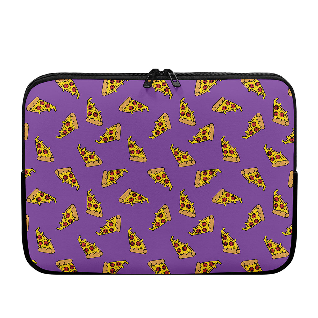 Purple Pizza Pattern Print Laptop Sleeve