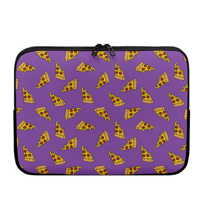 Purple Pizza Pattern Print Laptop Sleeve