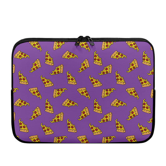 Purple Pizza Pattern Print Laptop Sleeve