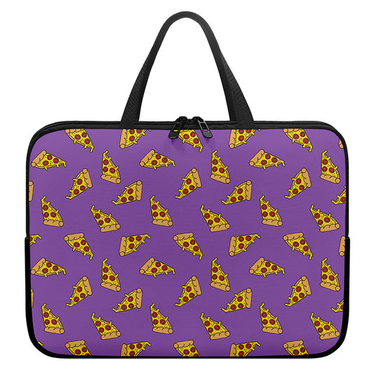 Purple Pizza Pattern Print Laptop Sleeve With Handle
