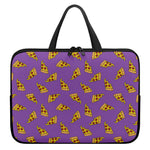 Purple Pizza Pattern Print Laptop Sleeve With Handle