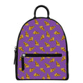 Purple Pizza Pattern Print Leather Backpack