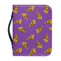Purple Pizza Pattern Print Leather Bible Cover