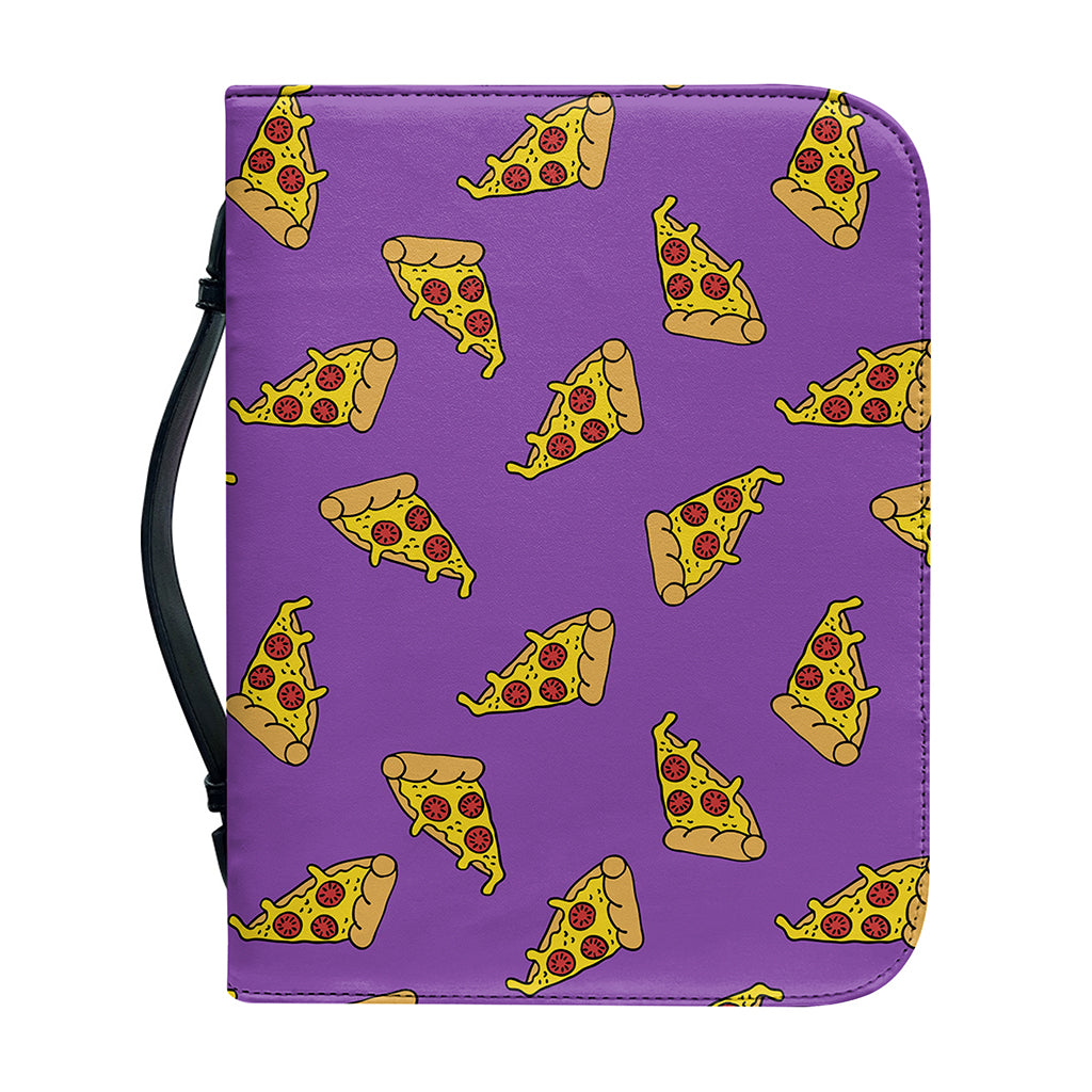 Purple Pizza Pattern Print Leather Bible Cover