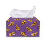 Purple Pizza Pattern Print Leather Tissue Box Cover