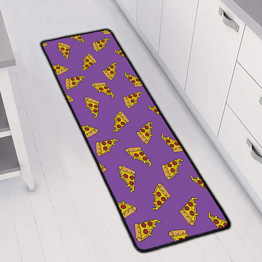 Purple Pizza Pattern Print Long Kitchen Mat