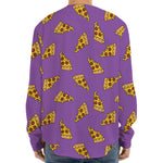 Purple Pizza Pattern Print Long Sleeve Baseball Jersey