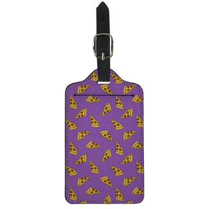 Purple Pizza Pattern Print Luggage Tag