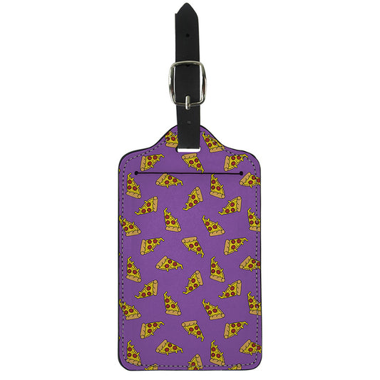 Purple Pizza Pattern Print Luggage Tag