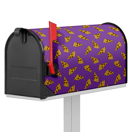 Purple Pizza Pattern Print Mailbox Cover