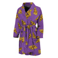 Purple Pizza Pattern Print Men's Bathrobe
